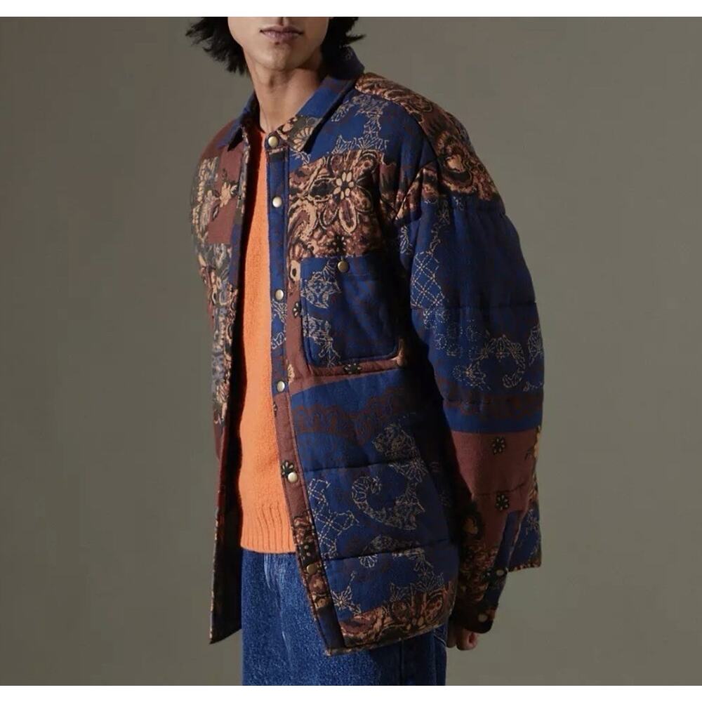 Urban Outfitters BDG Shirt Jacket Mens Size XL Patchwork Pattern Quilted Snaps